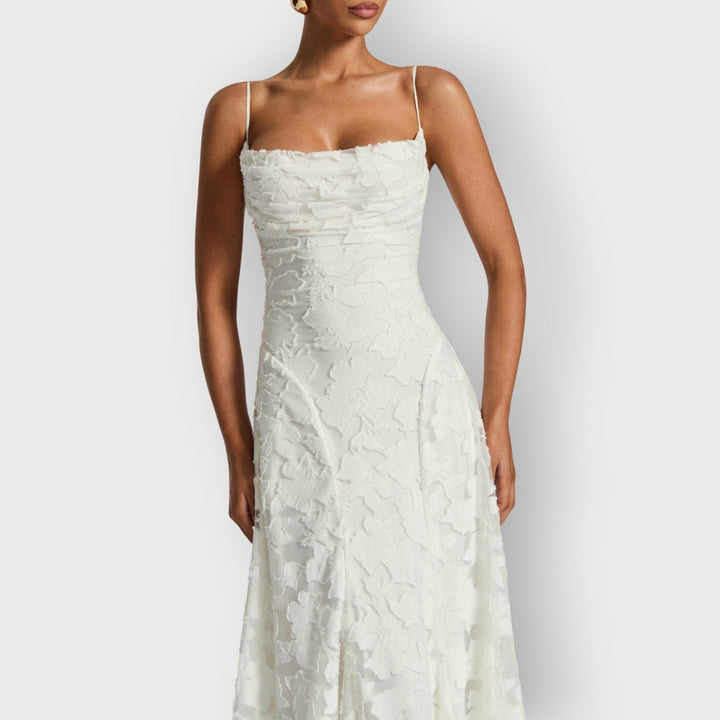 Maevira | Elegant Strapless Floral Evening Velvet Gown