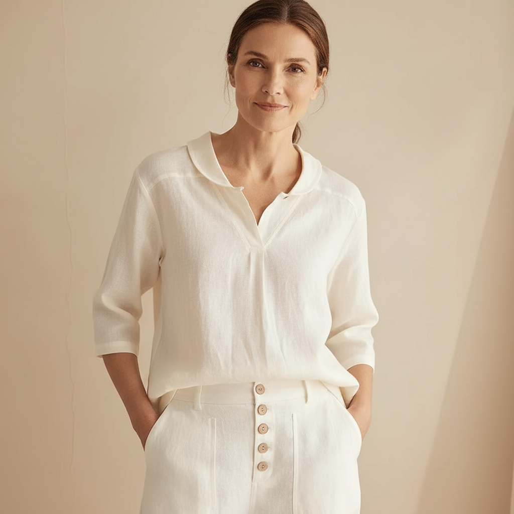 Claire | Linen Shawl Blouse