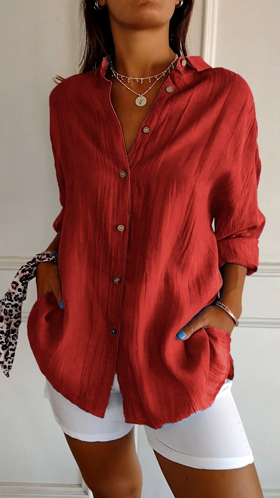 Clara - Elegant Solid Color Commuter Blouse