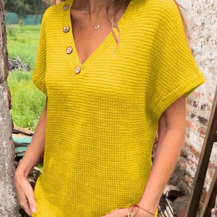 Lindse™ | Elegant Short Sleeve V-Neck Top