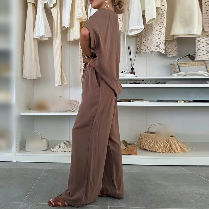 Solid Color Short Sleeve Top &amp; Drawstring Pants 2-Piece Set